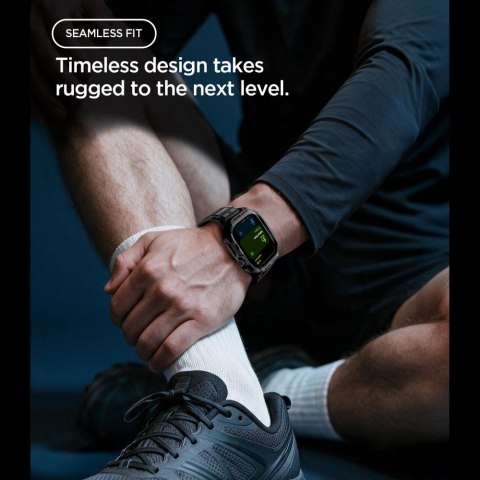 Pancerne etui z paskiem Spigen Rugged Armor Pro do Apple Watch 12 (46mm) - Czarny Mat