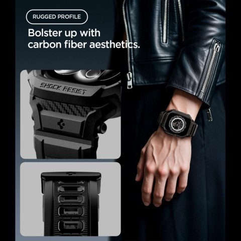 Pancerne etui z paskiem Spigen Rugged Armor Pro do Apple Watch 12 (46mm) - Czarny Mat