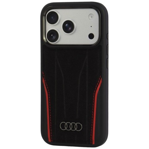 Etui Audi R8 Genuine Leather MagSafe do iPhone 18 Pro / 17 Pro czarno-czerwony