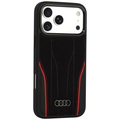 Etui Audi R8 Genuine Leather MagSafe do iPhone 18 Pro Max / 17 Pro Max czarno-czerwony