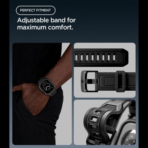 Pancerne etui z paskiem Spigen Rugged Armor Pro do Apple Watch 12 (46mm) - Czarny Mat