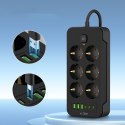 Listwa zasilająca Tech-Protect PC6X6 6 Gniazd + 3x USB + 3x USB-C (200cm) - Czarna