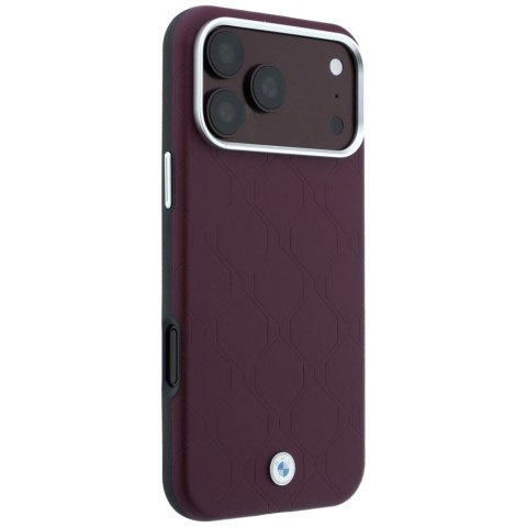 Etui BMW Sign Deboss Quilted Metal Logo MagSafe do iPhone 18 Pro / 17 Pro bordowy