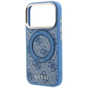 Etui Guess Ring Stand 360 4G Classic Logo MagSafe do iPhone 18 Pro / 17 Pro niebieski