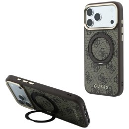 Etui Guess Ring Stand 360 4G Classic Logo MagSafe do iPhone 18 Pro Max / 17 Pro Max brązowy