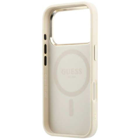 Etui Guess Saffiano Small 4G & Classic Logo MagSafe do iPhone 18 Pro / 17 Pro beżowy