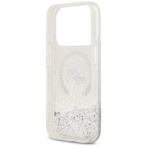 Etui Karl Lagerfeld Liquid Glitter Karl&Choupette Heads MagSafe do iPhone 18 Pro / 17 Pro przezroczysty