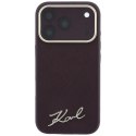 Etui Karl Lagerfeld Saffiano Small Script Metal Logo MagSafe do iPhone 18 Pro / 17 Pro burgundowy