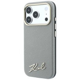 Etui Karl Lagerfeld Saffiano Small Script Metal Logo MagSafe do iPhone 18 Pro Max / 17 Pro Max beżowy