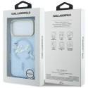 Etui Karl Lagerfeld Script Logo MagSafe do iPhone 18 Pro / 17 Pro jasno niebieski