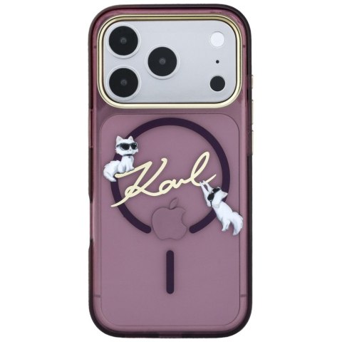 Etui Karl Lagerfeld Script Logo MagSafe do iPhone 18 Pro Max / 17 Pro Max burgundowy