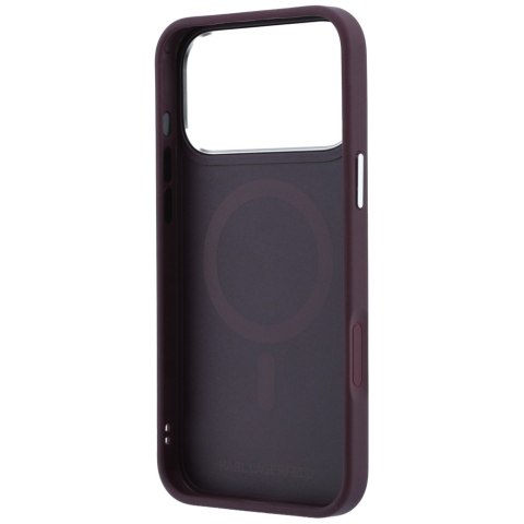 Etui Karl Lagerfeld with Ring Stand 360 Karl Head Pin MagSafe do iPhone 18 Pro Max / 17 Pro Max burgundowy
