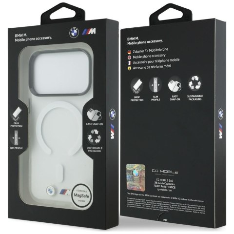 Etui BMW M IML Frosted Metal Logo & Trims MagSafe do iPhone 18 Pro / 17 Pro przezroczysty