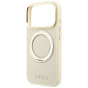 Etui Guess Ring Stand 360 Grained Classic Logo MagSafe do iPhone 18 Pro / 17 Pro beżowy