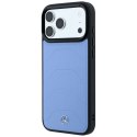 Etui Mercedes Leather Mesh with Bow Line MagSafe do iPhone 18 Pro / 17 Pro niebieski
