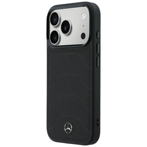 Etui Mercedes Leather Mesh with Bow Line MagSafe do iPhone 18 Pro / 17 Pro czarny