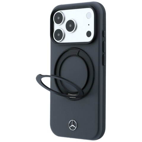 Etui Mercedes Leather with Ring Stand MagSafe do iPhone 18 Pro / 17 Pro antracytowy