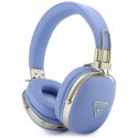 Słuchawki nauszne Guess Grained Triangle Gold Logo Bluetooth ENC niebieski