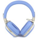 Słuchawki nauszne Guess Grained Triangle Gold Logo Bluetooth ENC niebieski