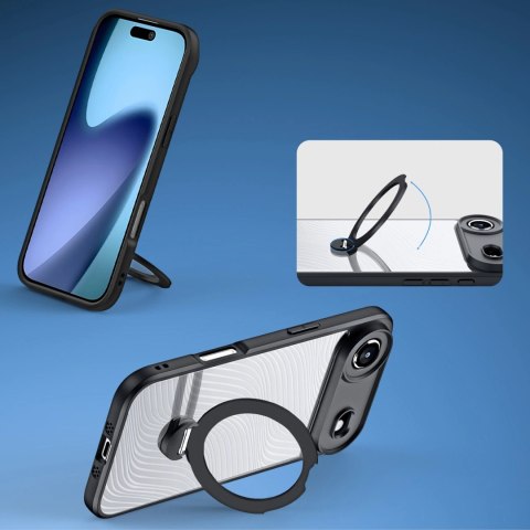Etui Dux Ducis Aimo Mag z pierścieniem magnetycznym i podstawką na iPhone Air - czarne