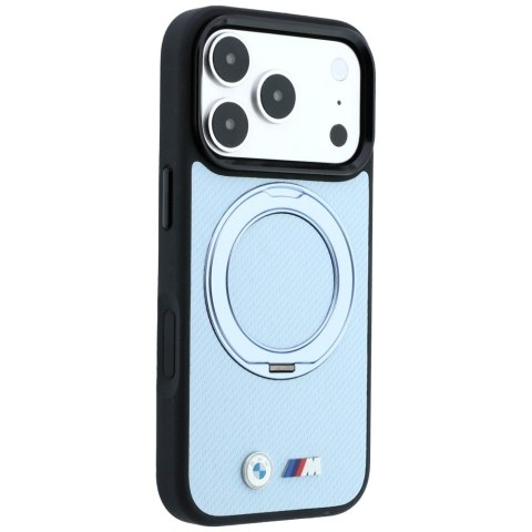 Etui BMW Kevlar Ring Stand 360 MagSafe do iPhone 18 Pro / 17 Pro niebieski