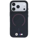 Etui BMW M Kevlar Red Print Ring Metal Logo MagSafe do iPhone 18 Pro / 17 Pro czarny