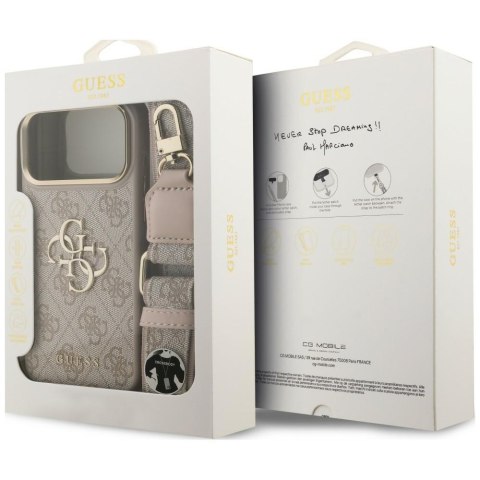 Etui Guess 4G Big 4G Classic Logo Big Strap Metal Buttons do iPhone 18 Pro Max / 17 Pro Max różowy