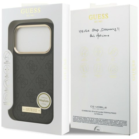 Etui Guess 4G Logo Plate MagSafe do iPhone 18 Pro Max / 17 Pro Max czarny