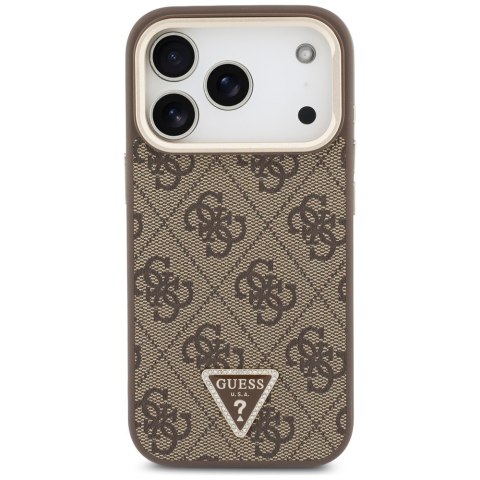 Etui Guess 4G PU Triangle Logo & Stand Camera Magsafe do iPhone 18 Pro / 17 Pro brązowy