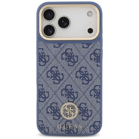 Etui Guess 4G Strass Logo MagSafe do iPhone 18 Pro Max / 17 Pro Max niebieski
