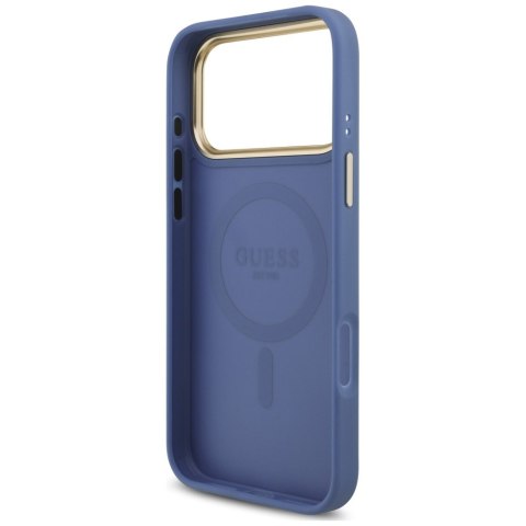 Etui Guess 4G Strass Logo MagSafe do iPhone 18 Pro Max / 17 Pro Max niebieski