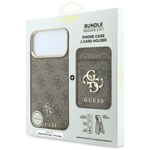 Etui Guess 4G z portfelem Magsafe do iPhone 18 Pro Max / 17 Pro Max brązowy