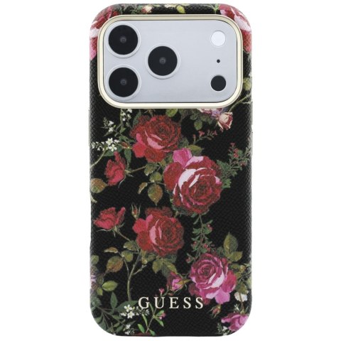 Etui Guess Blossom Roses Print MagSafe do iPhone 18 Pro / 17 Pro czarny