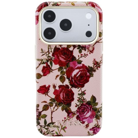 Etui Guess Blossom Roses Print MagSafe do iPhone 18 Pro / 17 Pro różowy