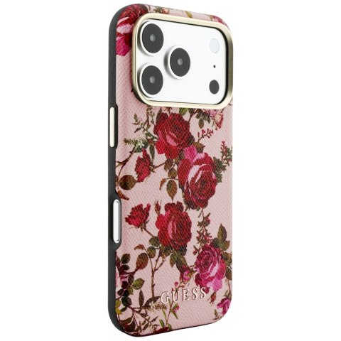 Etui Guess Blossom Roses Print MagSafe do iPhone 18 Pro / 17 Pro różowy
