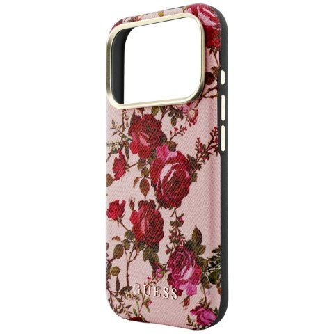 Etui Guess Blossom Roses Print MagSafe do iPhone 18 Pro / 17 Pro różowy