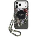 Etui Guess IML Flowers Pearl Strap MagSafe do iPhone 18 Pro Max / 17 Pro Max czarny