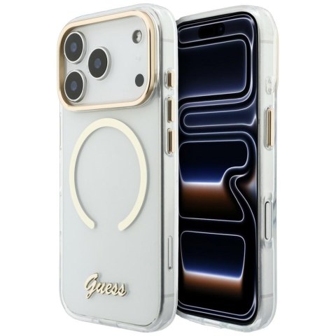 Etui Guess IML Script Metal MagSafe do iPhone 18 Pro Max / 17 Pro Max przezroczysty