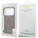 Etui Guess Ring Stand 360 Grained Classic Logo MagSafe do iPhone 18 Pro / 17 Pro burgundowy