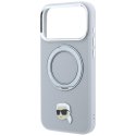 Etui Karl Lagerfeld with Ring Stand 360 Karl Head Pin MagSafe do iPhone 18 Pro Max / 17 Pro Max szary