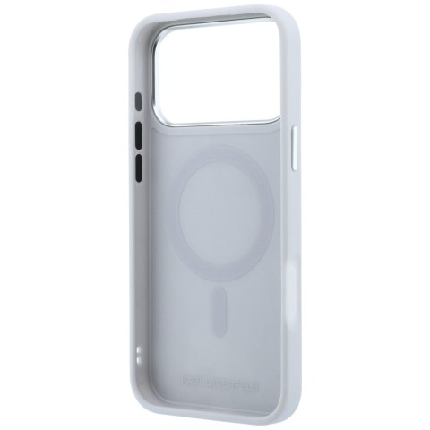 Etui Karl Lagerfeld with Ring Stand 360 Karl Head Pin MagSafe do iPhone 18 Pro Max / 17 Pro Max szary