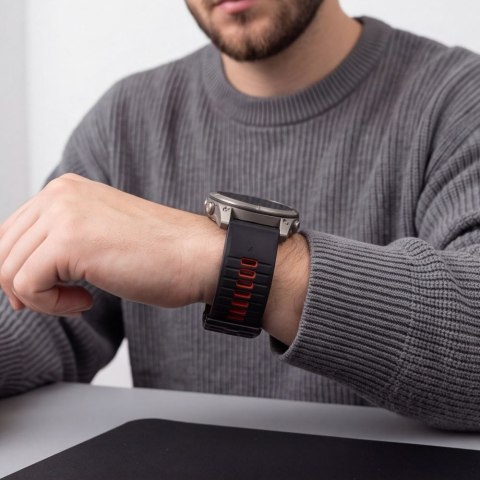 Tech-Protect IconBand Pro Garmin Fenix 5X / 5X Plus / 6X / 6X Pro / 7X / 8 / 8 Pro / 9 / 9 Pro (47mm) czarno-czerwony