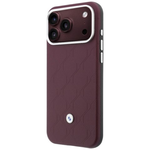 Zestaw Etui + portfel BMW Quilted Pattern Metal Logo do iPhone 18 Pro / 17 Pro burgundowy
