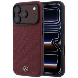 Zestaw etui + portfel Mercedes Grill Pattern Leather MagSafe do iPhone 18 Pro / 17 Pro burgundowy