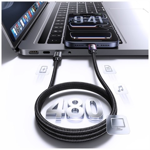 Kabel USAMS Al-Alloy SJ815 U110 RGB Fast Charging 60W USB-C do Lightning 1,2 m czarny