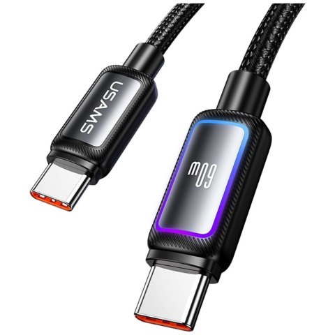 Kabel USAMS Al-Alloy SJ815 U110 RGB Fast Charging 60W USB-C do Lightning 1,2 m czarny