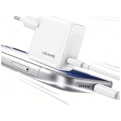Ładowarka sieciowa USAMS CC339 T76 45W GaN Fast Charger USB-C biały