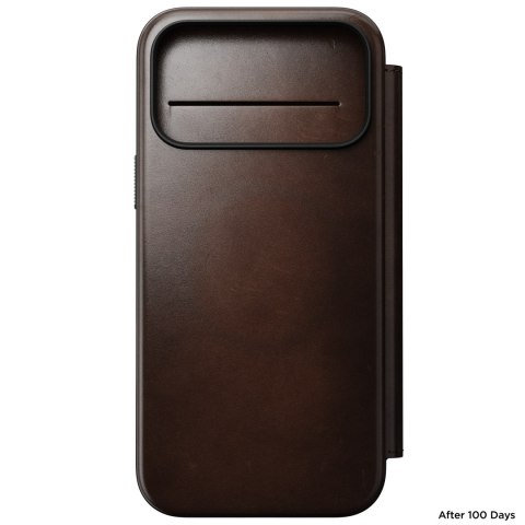 Nomad modern leather folio - etui do iphone 18 pro max / 17 pro max kompatybilne z magsafe, skóra horween (rustic brown)