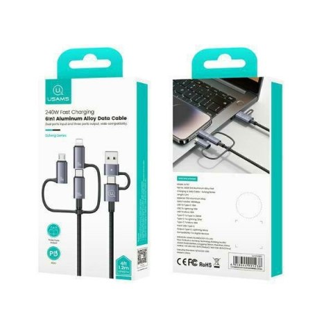 USAMS Kabel 6w1 Fast Charging 240W 1,2m Data Cable Digital Display Aluminium Alloy Seria Sufeng (SJ737)