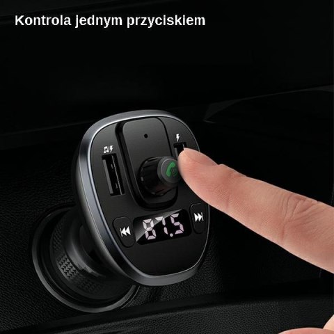 USAMS Zestaw głośnomówiący C21z transmiterem FM, Bluetooth 5.0, MP3, 2xUSB 3,4A czarny CC115GC01 (US-CC115)